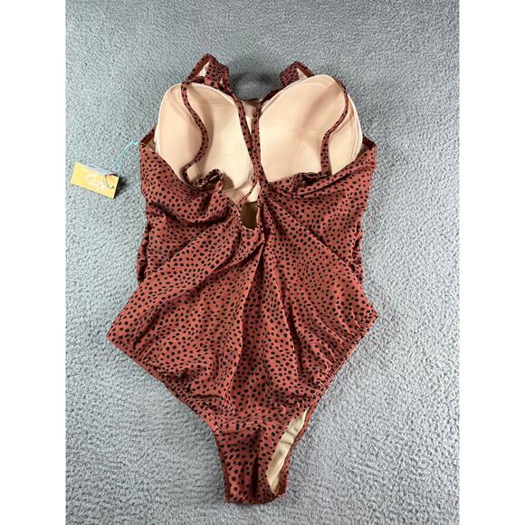 Kona Sol Swimsuit Womens Size 22 Brown Polka Dots Adjust Straps One Piece NWT - Picture 6 of 11